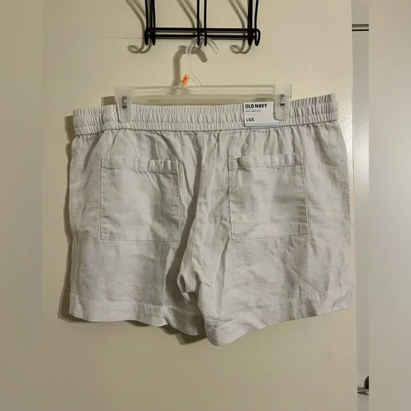 NWT Old Navy White Linen Shorts Size Large - Picture 1 of 2
